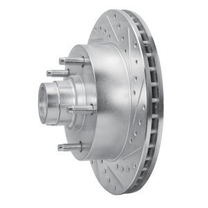 Ford E-150 Econoline Club Wagon Brake Rotor (1) - Front Right - R1 Concepts - Drilled & Slotted - Silver - `94-`01